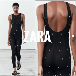 BNWOT Zara women’s ORGANZA Jumpsuit with rhinestones size M